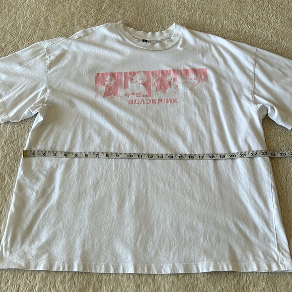 Black Pink short sleeve shirt white and pink size large - Picture 10 of 16